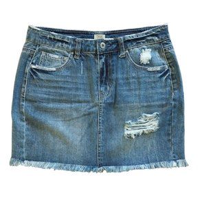 True Craft Denim Jean Distressed Cotton Mini Skirt Sz 5
